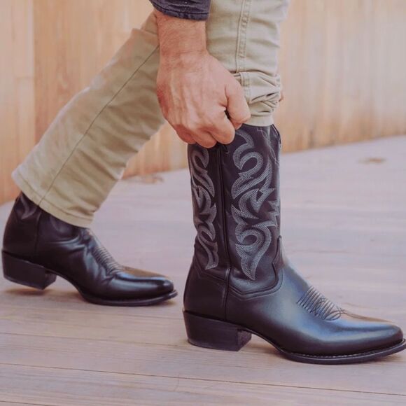 Dan’s Post Milwaukee Black Cowboy Boots Size 9 Extra Wide - Picture 1 of 8